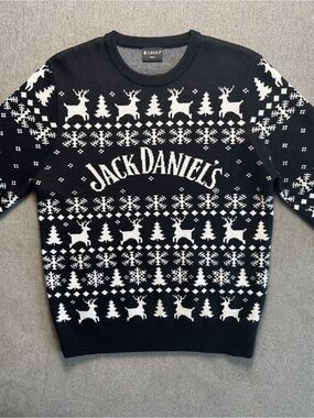 Jack Daniel's Black & White Holiday Crewneck Sweater